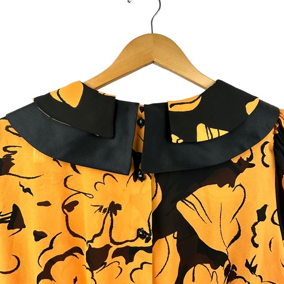 Vintage Albert Nipon Dress Executive Womens 10 Orange Black Secretary Bow 1980s - Picture 4 of 12